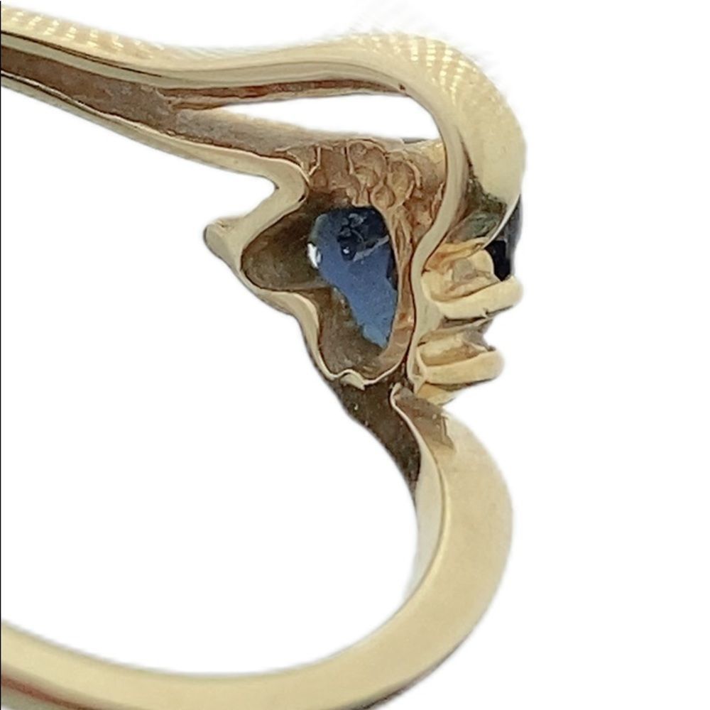 Women’s 14K Heart Blue Sapphire Yellow Gold Ring Sz 6 - Picture 7 of 16